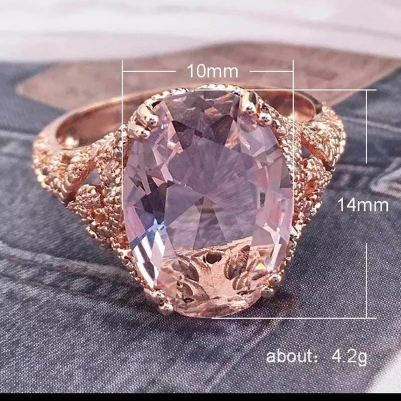 ♡Rose gold plated pink sapphire womens ring♡ - Picture 5 of 6